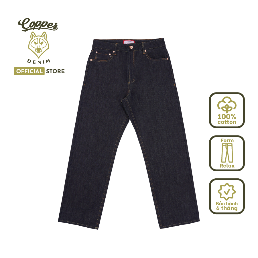 Quần Jeans Nam "Red Cast" Cross-Hatch 18 Oz - raw selvedge denim, dáng relax, màu xanh - Copper Deni