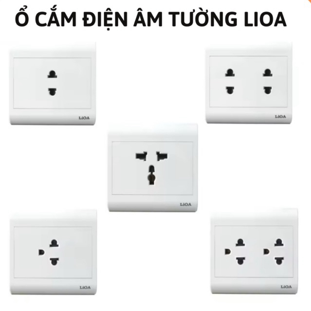 Ổ cắm điện âm tường Lioa,ổ cắm điện lắp nổi Lioa loại mặt vuông series V20,ổ cắm đơn,ổ cắm đôi,mặt c
