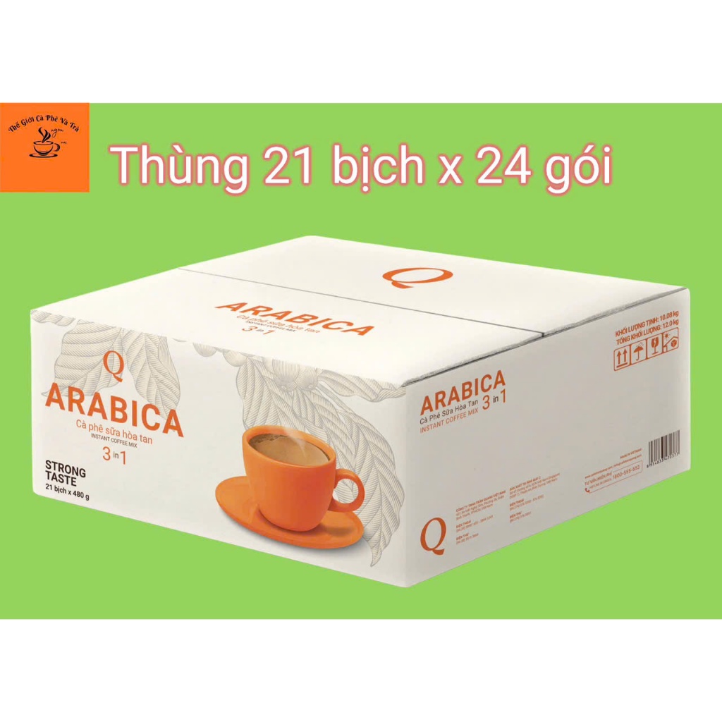 Thùng 21 Bịch Cà Phê Sữa ARABICA Trần Quang ( 21 bịch x 24 gói )