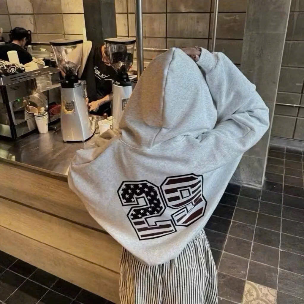 Bộ Áo Khoác Nữ Hoodie Zip NỈ Cờ Mỹ số 29  Form Boxy Form Rộng Nam Nữ Unisex