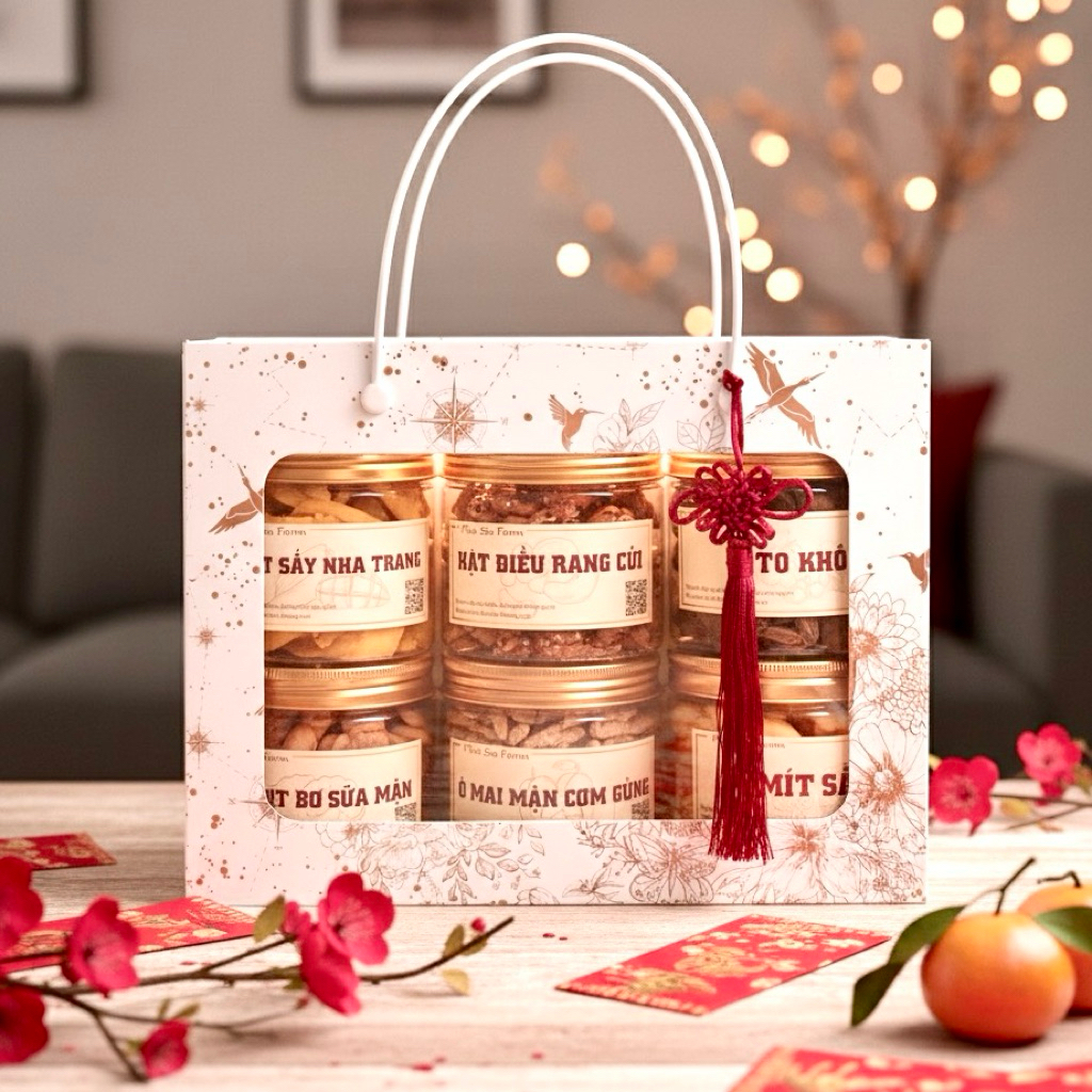  Set quà tặng hạt mix trái cây sấy PHUSA FARM 20 11 Lễ Tết set quà ô mai set quà hạt dinh dưỡng xoài sấy dẻo 