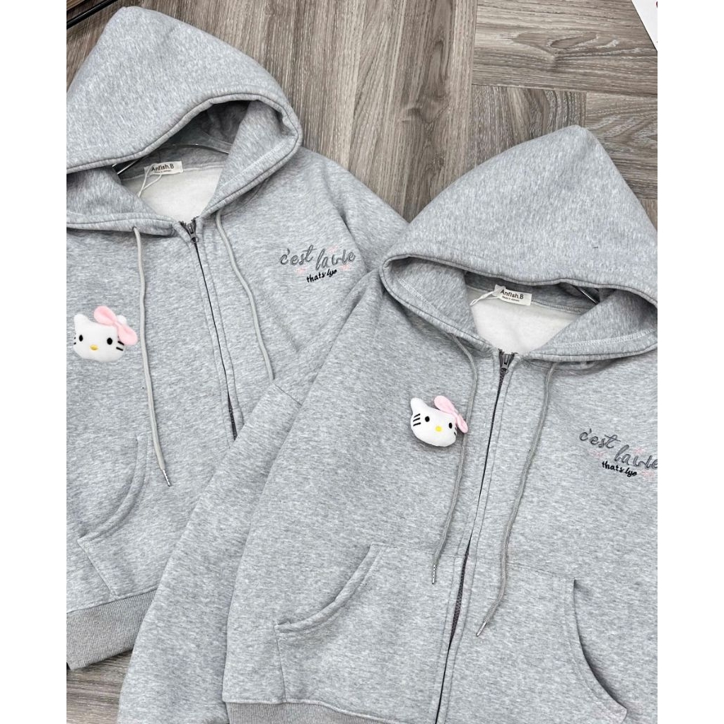ÁO KHOÁC HOODI KÈM GẤU DỄ THƯƠNG ÁP KHOÁC NAM NỮ UNISEX