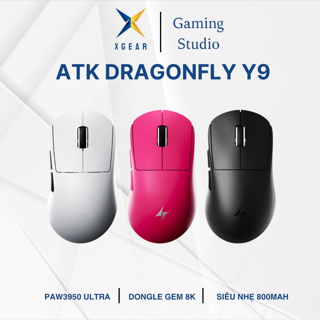 Chuột Gaming Không Dây ATK Y9 PAW3950 Ultra, Nordic 54L15, ApexShark MAX, Pin 800mAh , 800H, ~55g Kèm Dongle GEM 8K | BigBuy360 - bigbuy360.vn