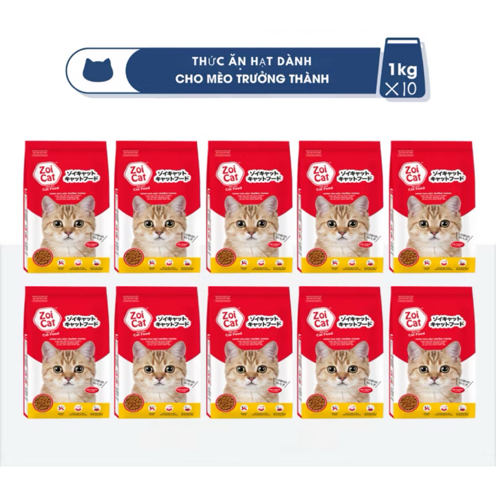 [ Combo 10 gói] zoi cat 1kg dành cho mèo -thức ăn cho mèo zoi cat 1kg - hạt cho mèo zoi cat
