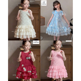 Đầm công chúa Melisa sát nách phối nơ ren nhiều mẫu 12-45kg