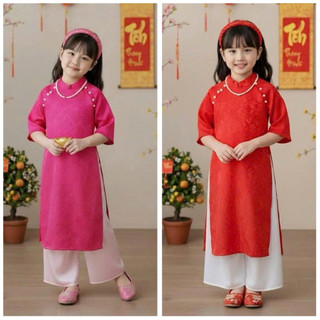  Áo dài Tết truyền thống  áo dài cho bé gái   8-32kg   