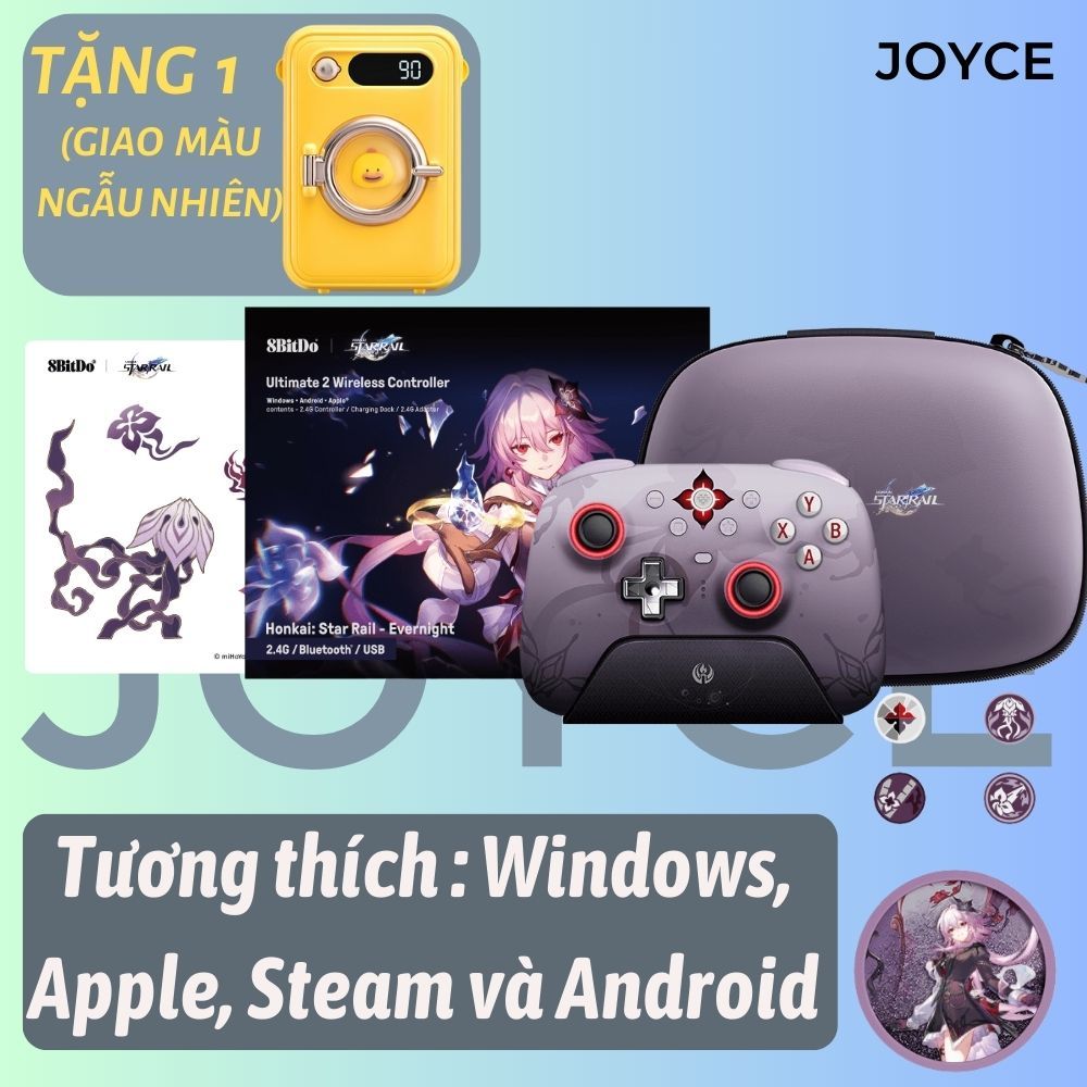 Tay cầm 8BitDo Ultimate 2 Wireless Controller Honkai Kèm Dock Sạc (Tặng túi, charm, núm bọc)