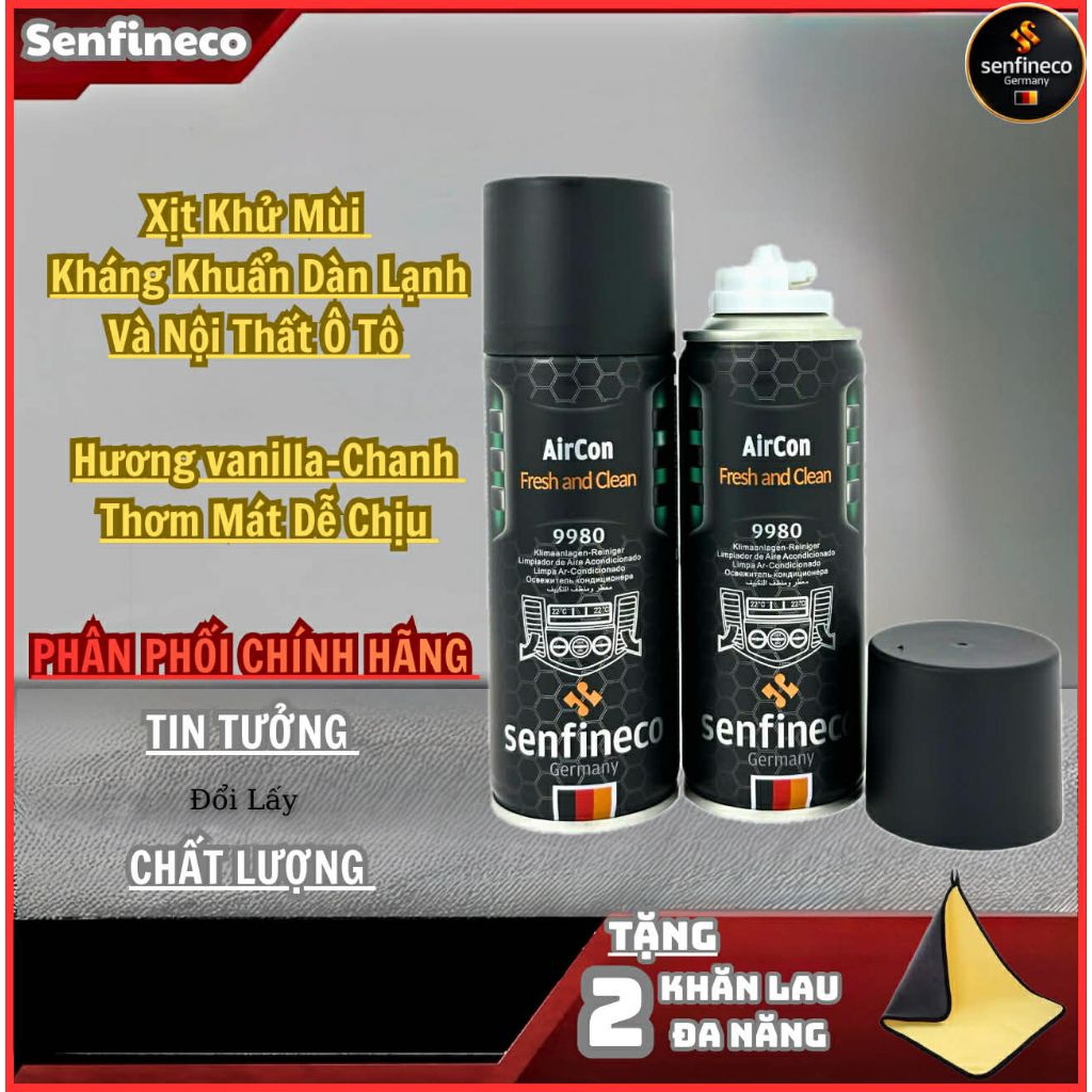 Xịt Khử Mùi Khử Khuẩn Giàn Lạnh Và Nội Thất Ô Tô Senfineco Germany 9980