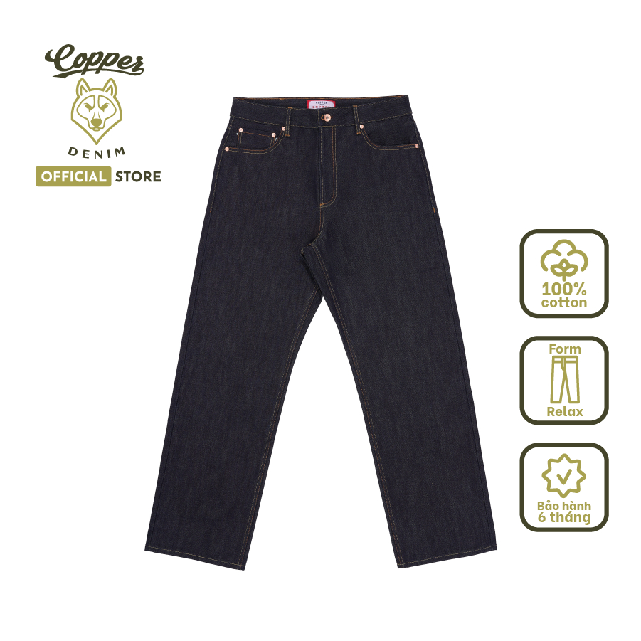[NEW] Quần Jeans Nam 18.5 Oz - raw selvedge denim, dáng relax, màu xanh đậm - Copper Denim