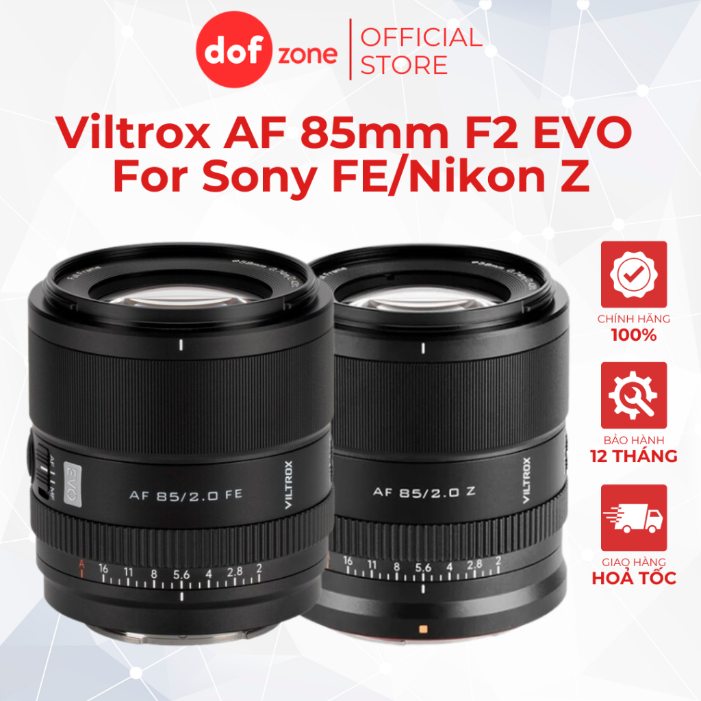 Ống Kính Viltrox AF 85mm F2 EVO (Sony FE / Nikon Z) - Chính Hãng BH 12 tháng
