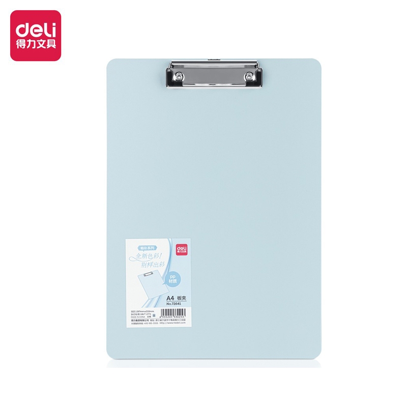 Bìa trình ký Deli 72641 nhựa đơn A4 Bìa kẹp nhựa giấy A4 Trình ký nhựa kẹp hồ sơ A4 một mặt