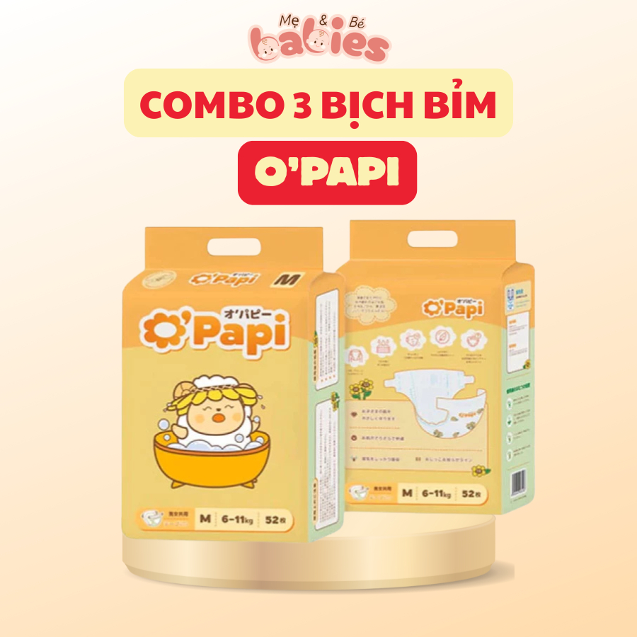 Combo 3 bịch Tã Bỉm OPAPI Dán/Quần Chính Hãng Nội Địa Nhật NB58/S56/M52/M48/L46/XL42/XXL38