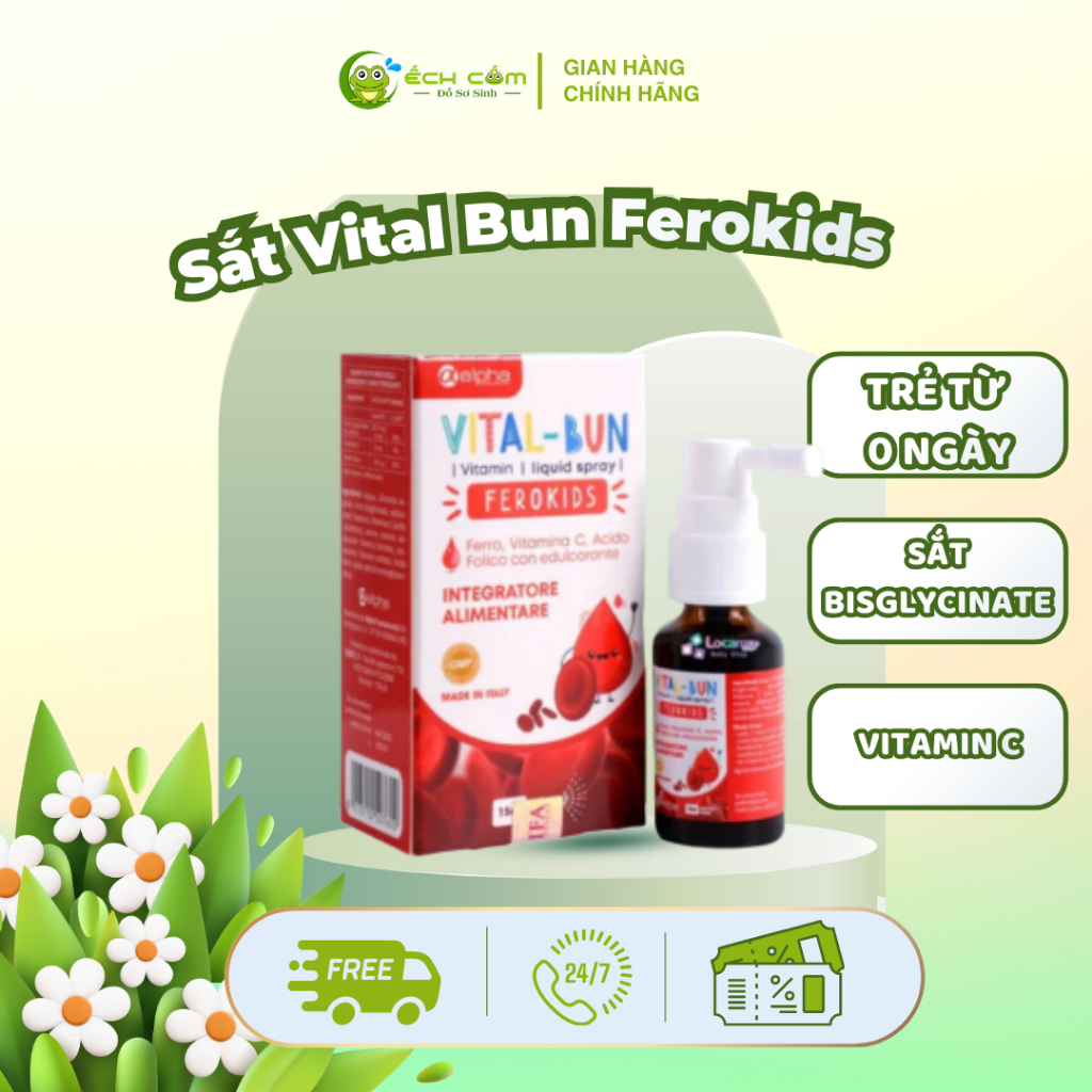 Sắt Vital Bun Ferokids hỗ trợ bổ sung sắt cho bé từ 0M+