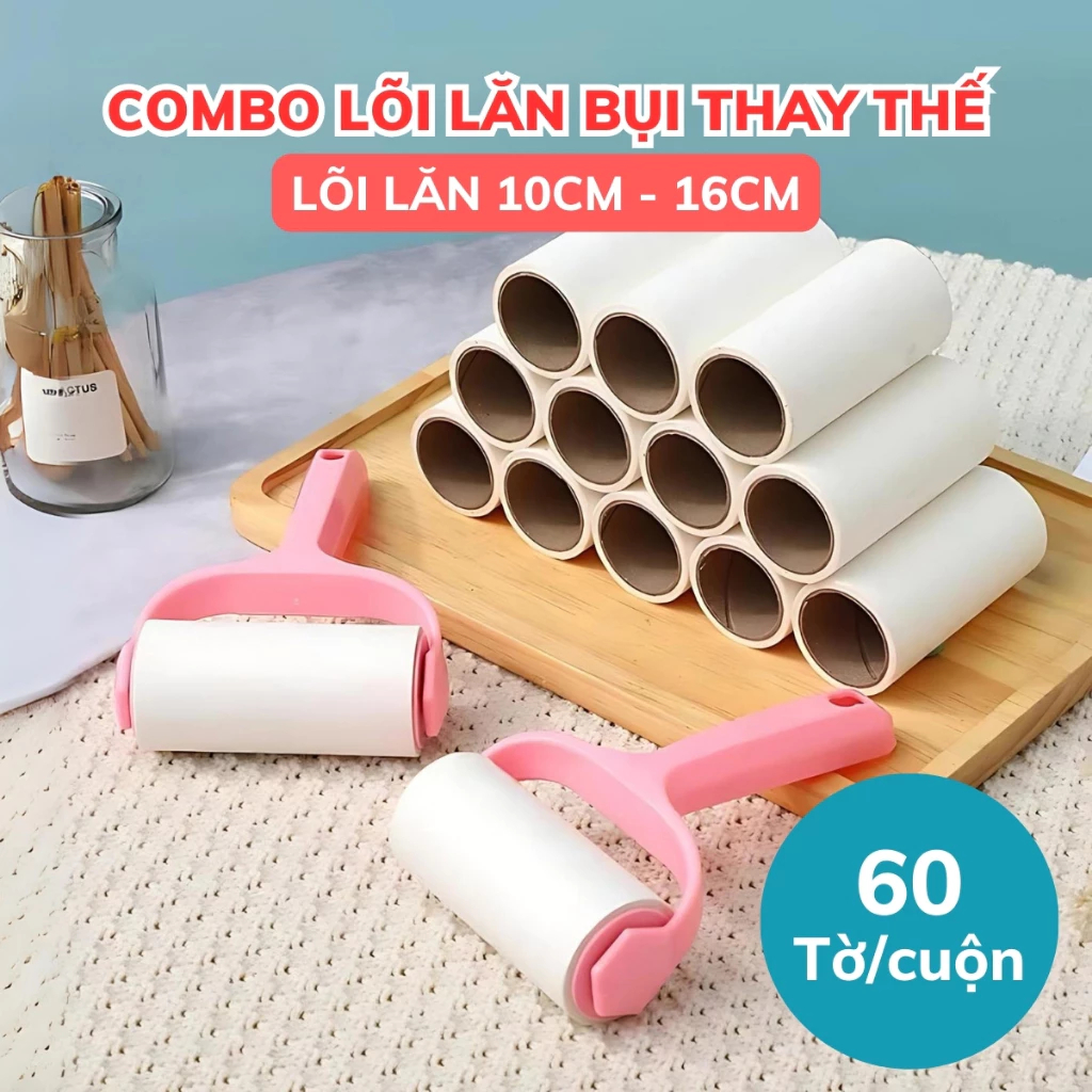 COMBO 10 LÕI LĂN] Lõi Lăn Bụi Thay Thế 10cm – Cuộn Lăn Lông Thú Cưng, Lăn Bụi Quần Áo, Ga Giường – L