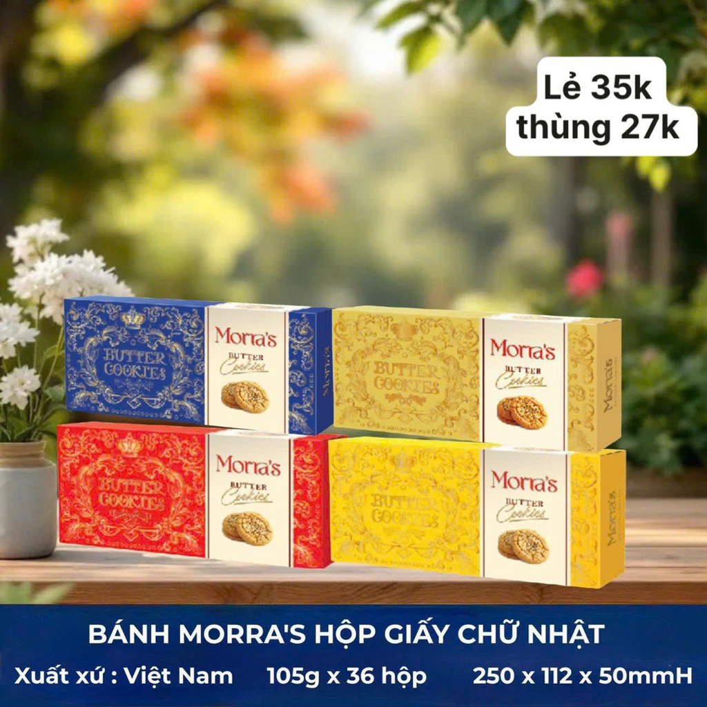 B835 Sỉ Hộp bánh HCN dài Morra hoa văn bánh kẹo trang trí giỏ quà Tết