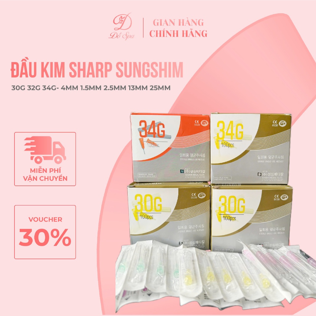 Kim Tiêm Meso Sungshim (30G/32G/34G - 1.5mm, 2.5mm, 4mm, 13mm) | Dùng Tiêm Căng Bóng, Mesotherapy tạ