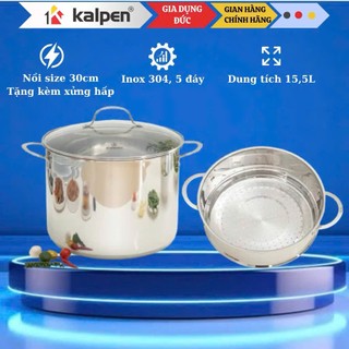 Nồi hấp inox 34 5 đáy inox 304 kalpen 30cm l30pr