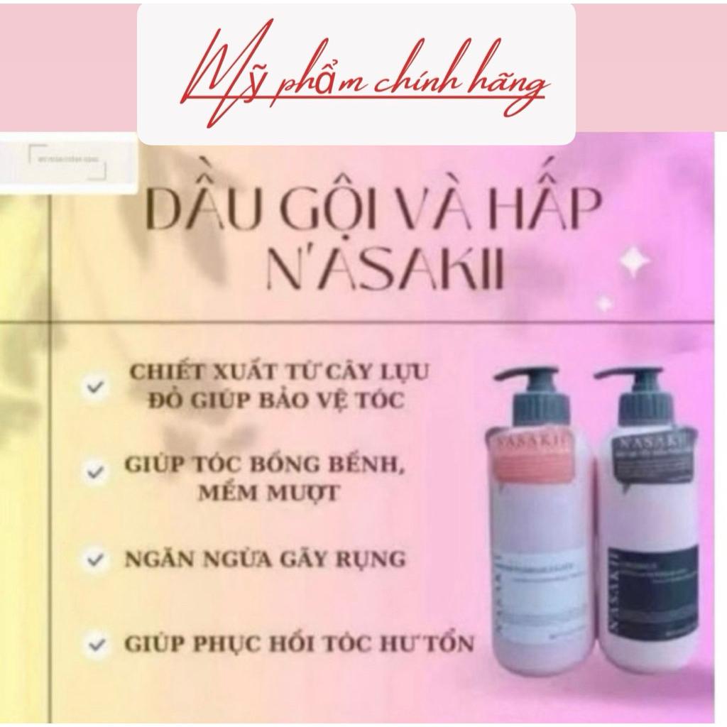 GỘI XẢ NASAKII PHỤC HỒI - GIẢM GÃY RỤNG - BẢO VỆ MÁI TÓC BÓNG MƯỢT 1000ML