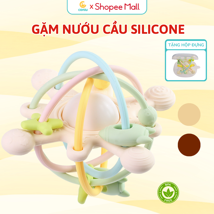 Gặm Nướu Silicone Coniu Hình Cầu Có Trục Xoay, Âm Thành Giúp Tăng Khả Năng Cầm Nắm Cho Bé