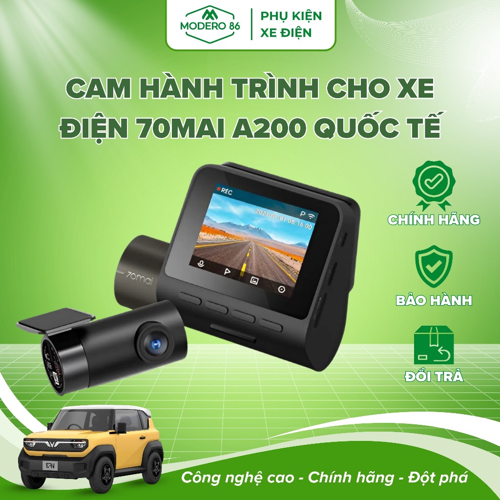 Cam Hành Trình Cho Xe Điện 70mai A200 Quốc Tế | Ghi Trước Sau Full HD 1080P, Công Nghệ Night Owl HDR