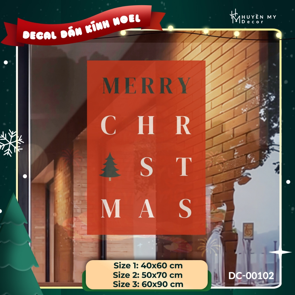 Decal Dán Trang Trí Noel – Dán Tường, Dán Cửa Kính, Chống Nước – Decor Giáng Sinh – Huyền My Decor