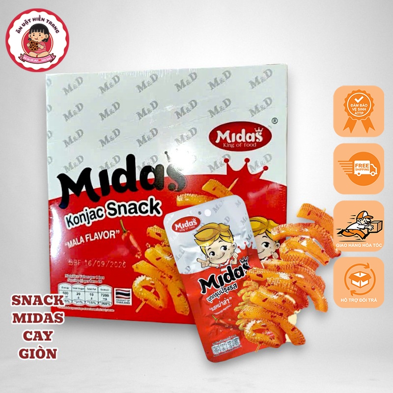 [Hộp 20 Gói] Snack MIDAS Khoai Nưa Cay Giòn