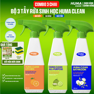  Chai Xịt Tẩy Rửa Sinh Học  ĐA NĂNG + NHÀ BẾP+ NHÀ TẮM  -  HUMA CEAN  Bộ sản phẩm dùng cho tất cả các vết bẩn 