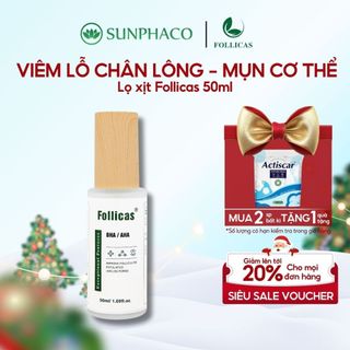  Xịt Viêm Nang Lông Mụn Lưng FOLLICAS 50ml Giảm Mụn Lưng Viêm Lỗ Chân Lông Mờ Thâm Giúp Sáng Da Mịn Màng 