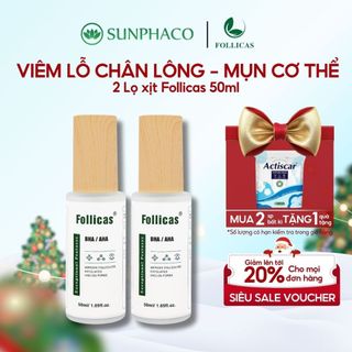  Combo 2 Xịt Viêm Nang Lông Mụn Lưng FOLLICAS 50ml Giảm Mụn Lưng Viêm Lỗ Chân Lông Mờ Thâm Giúp Sáng Da Mịn Màng 