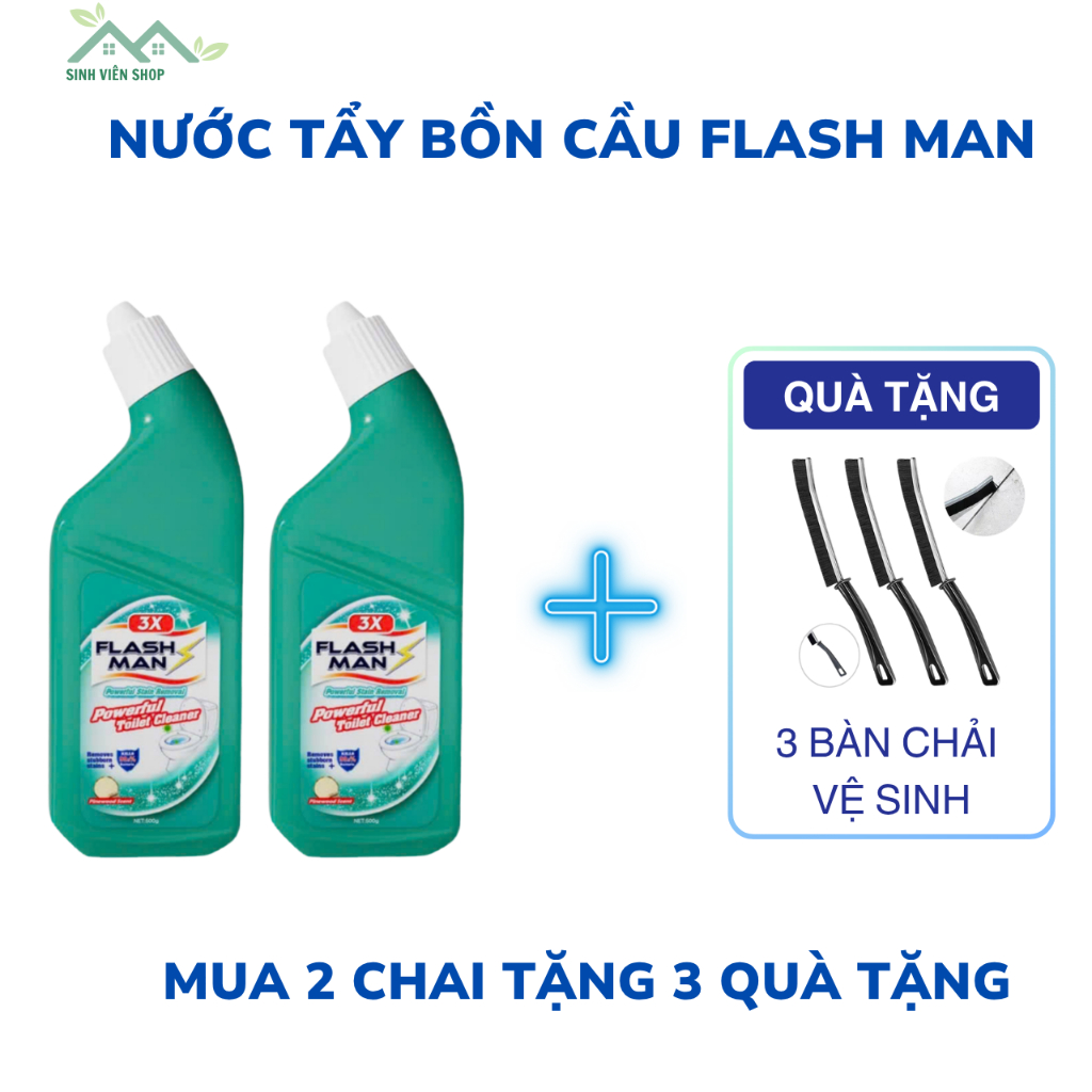 Nước tẩy rửa bồn cầu Flashman giúp kháng khuẩn bám bồn cầu toilet, làm sạch nhà vệ sinh bồn rửa bát 