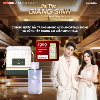   LUCIE DEAL   Combo Nước tẩy trang Amino Acid AMORTALS 500ml và Bông Tẩy Trang Co Giãn Amortals 