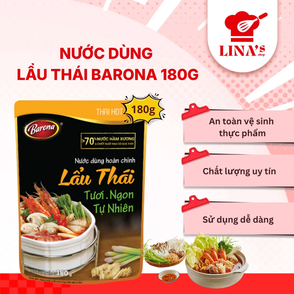 Gói Gia Vị Lẩu Thái Barona 180G Tiện Lợi Nấu Nước Dùng Đậm Đà Chuẩn Vị Nhà Hàng - LINA'S SHOP
