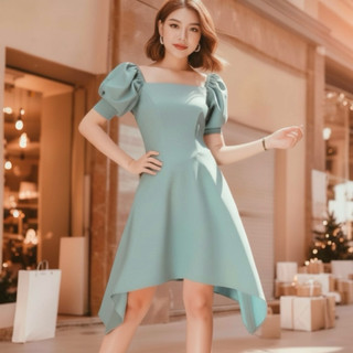 Đầm dự tiệc lệch tà 2 màu, váy chụp hình thời trang, dạo phố (kèm hình thật)