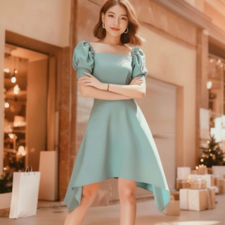 Đầm dự tiệc lệch tà 2 màu, váy chụp hình thời trang, dạo phố (kèm hình thật)