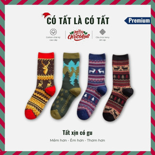  Set tất Giáng Sinh thổ cẩm cho nam nữ hộp 4 đôi Có Tất Là Có Tất Premium Xmas Couple kèm hộp quà tặng 