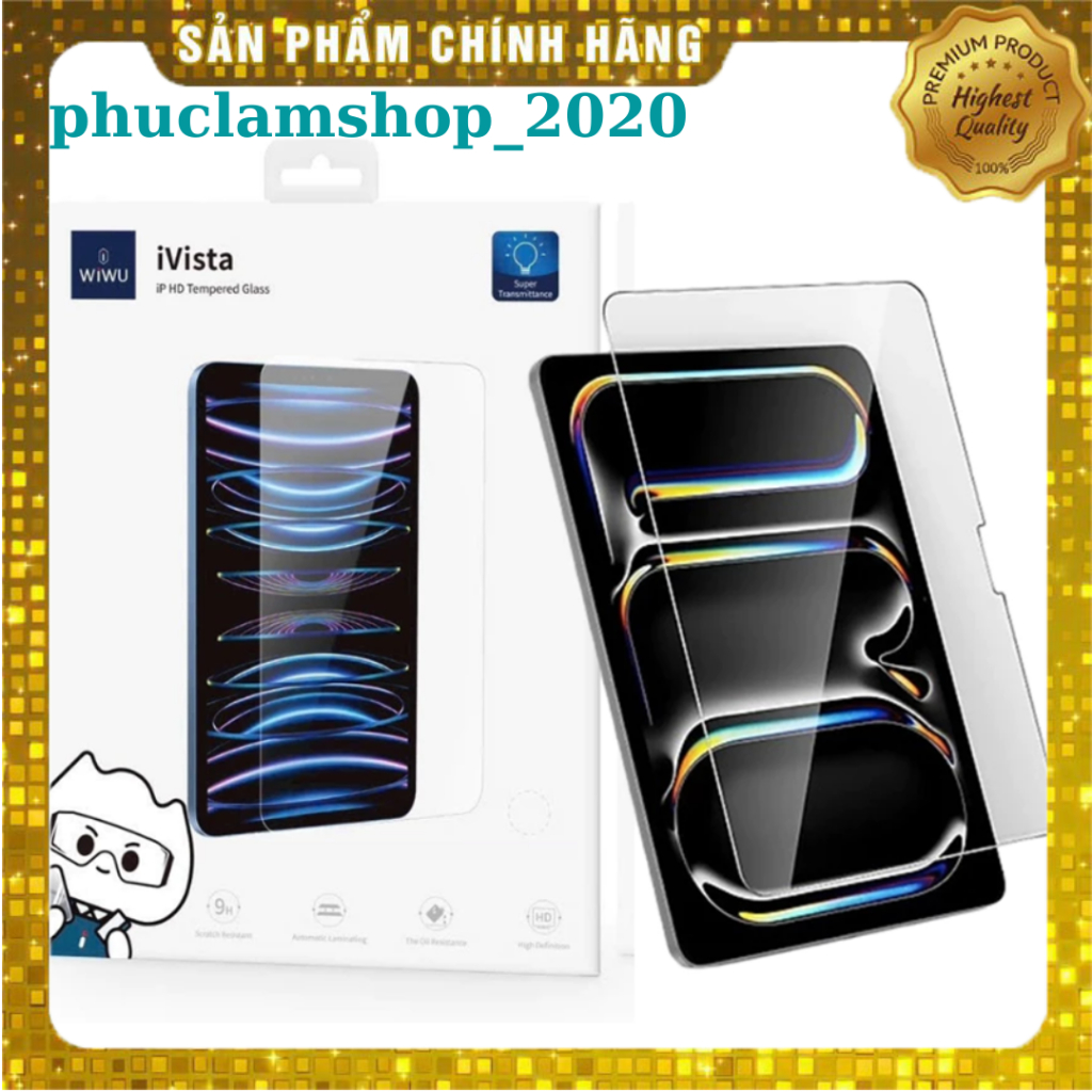 Kính cường lực WiWu cho iPad Air 13 11 inch M3 2025 iPad Pro 13 11 inch M5 M4 2024 M2 A16 Gen Air 6 