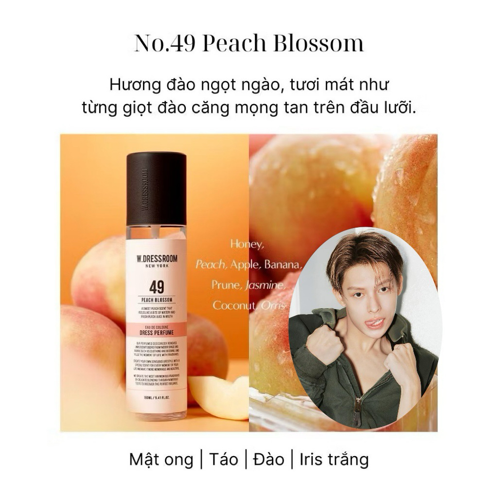 Xịt thơm W.DRESSROOM No.49 Peach Blossom - James Cortis