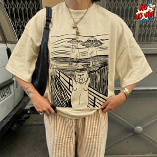  Áo Vớ Vẩn Mèo hét Vincent Van Meow Áo thun pet Cute Meme hài Cotton 4 chiều Oversize nam nữ 
