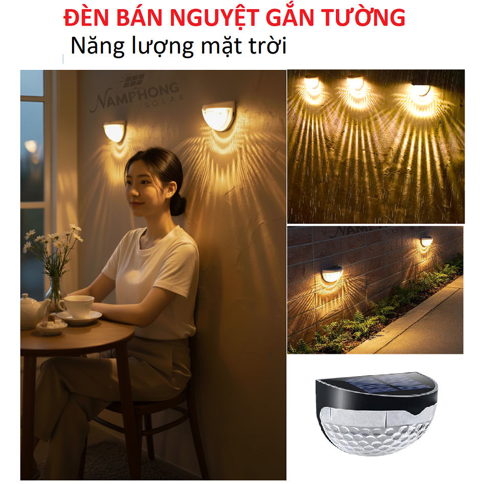 Đèn tường sân vườn chạy bằng năng lượng mặt trời, đèn chiếu bãi cỏ, đèn hàng rào, đèn bậc thang điều khiển bằng ánh sáng