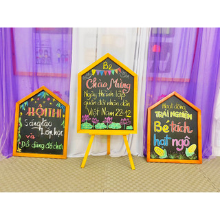 Bảng Menu viết phấn hình nhà decor sự kiện, hoạt động học, hoạt động steam mầm non