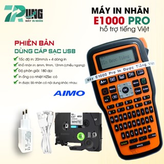  Máy in nhãn cầm tay E1000 PRO Bản Tiếng Việt I Có USB TypeC I Kèm 1 cuộn nhãn 12mm 