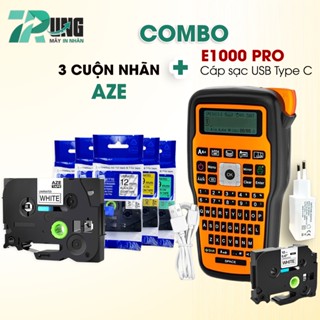  COMBO E1000 PRO TypeC + 3 Cuộn Nhãn In AZe Màu Trắng Vàng 6mm,9mm,12mm  HOẢ TỐC TPHCM  