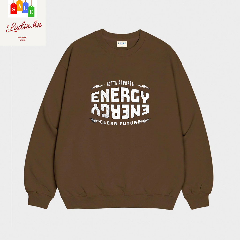 Áo Nỉ Lót Bông ENERGY Cotton 100% Local Brand LADIN Unisex Nam Nữ Local Brand