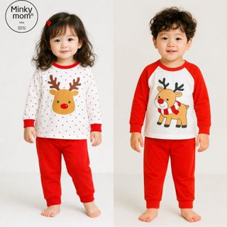  Bộ Noel dài tay thun lạnh Minky Mom cho bé trai bé gái 10- 24 kg Noel2025 