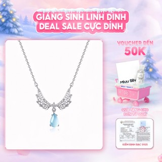  Dây chuyền bạc Miuu Silver vòng cổ nữ đá mặt trăng moonstone đôi cánh thiên thần 