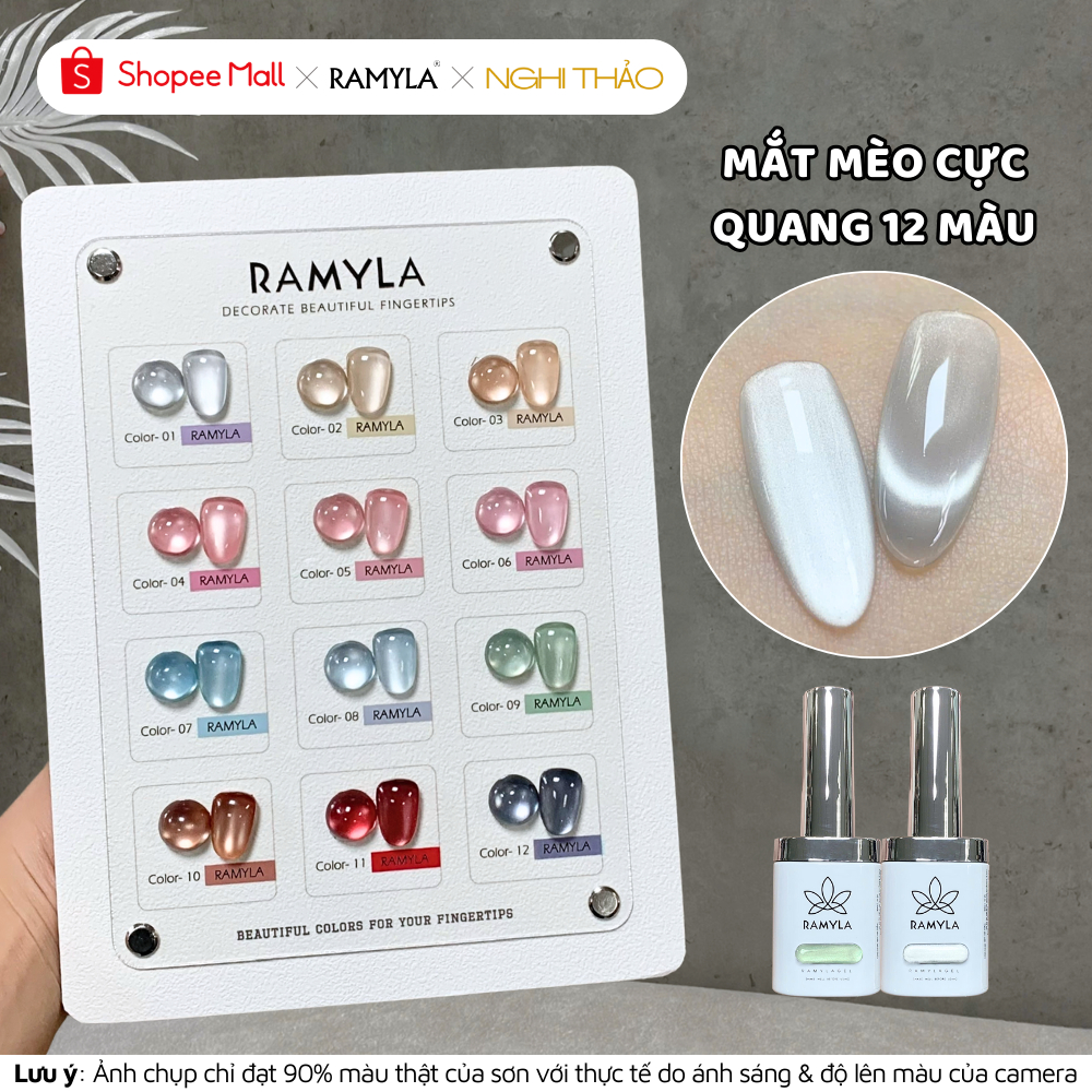  Set sơn gel mắt mèo cực quang RAMYLA 12 màu Nghi Thảo Official 