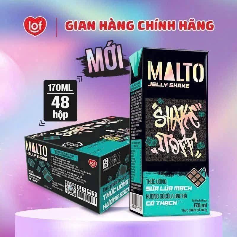 Sữa lúa mạch hương socola bạc hà có thạch MALTO thùng 48 hộp x 170ml