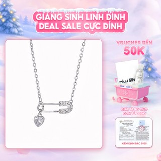  Dây chuyền bạc nữ Safety Pin Vòng cổ nữ hình ghim băng đá trắng Miuu Silver 