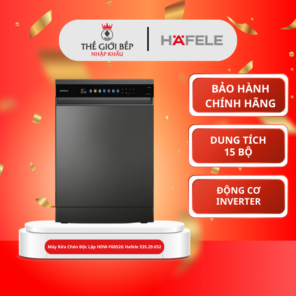 Máy Rửa Chén Độc Lập HDW-F6052G Hafele 535.29.652 - Inox Cao Cấp, Tiết Kiệm Năng Lượng