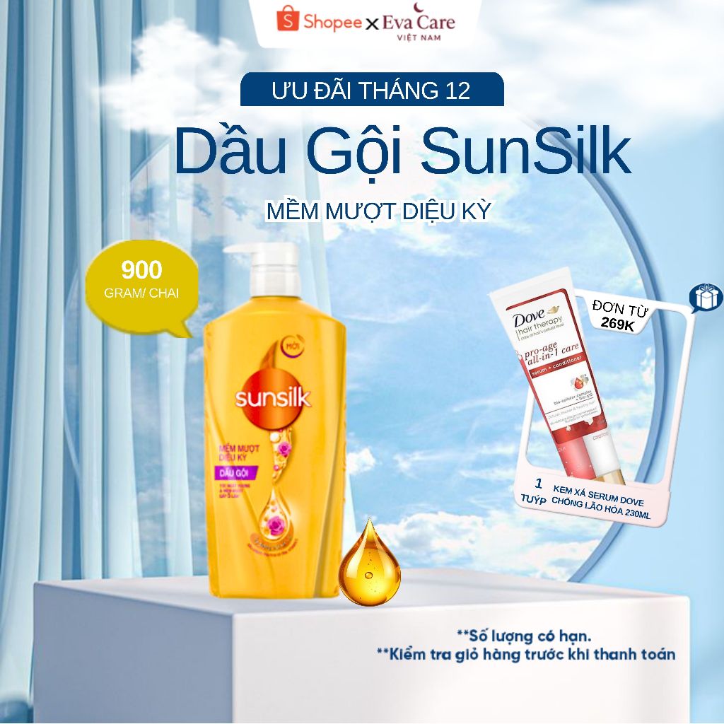 Dầu Gội Sunsilk Mềm Mượt Diệu Kỳ (Vàng) 900g
